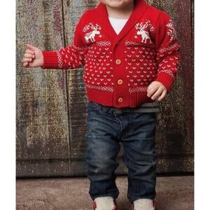 ZOEREA Toddler Baby Cardigan Sweater Cotton Deer Christmas Holiday 12-18 NWT